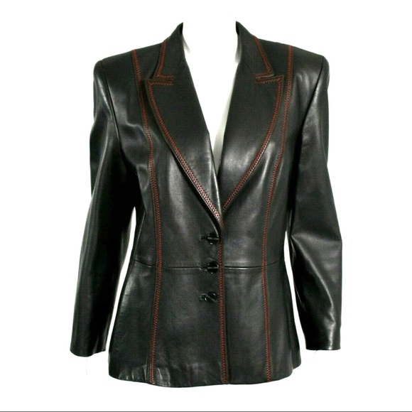 Escada Jackets & Blazers - Escada Black Lambskin Blazer Style Jacket